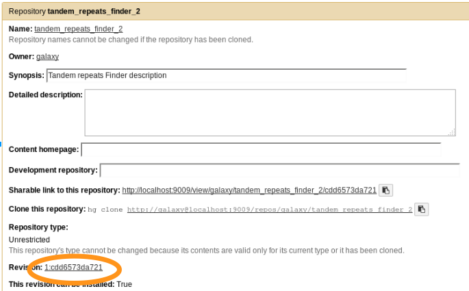 tool shed info with revision circled