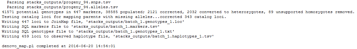 De novo map: genotypes log. 