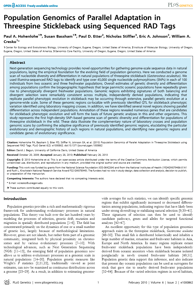 The abstract of the paper on Population Genomics. 