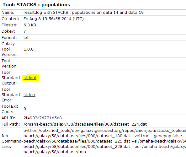 The output of the populations tool. 