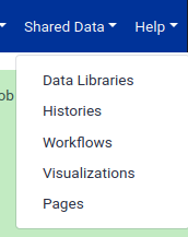 menú de datos compartidos